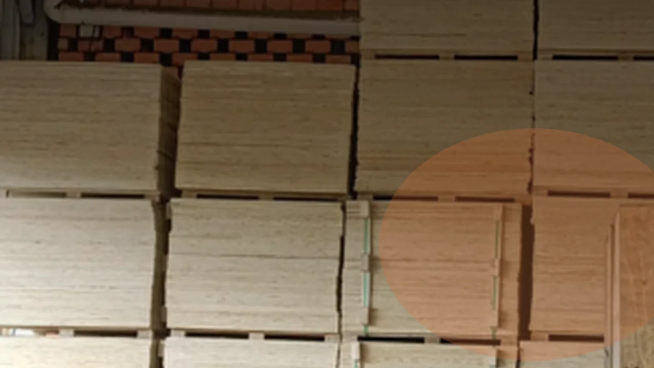 Plywood stock organized inside the warehouse